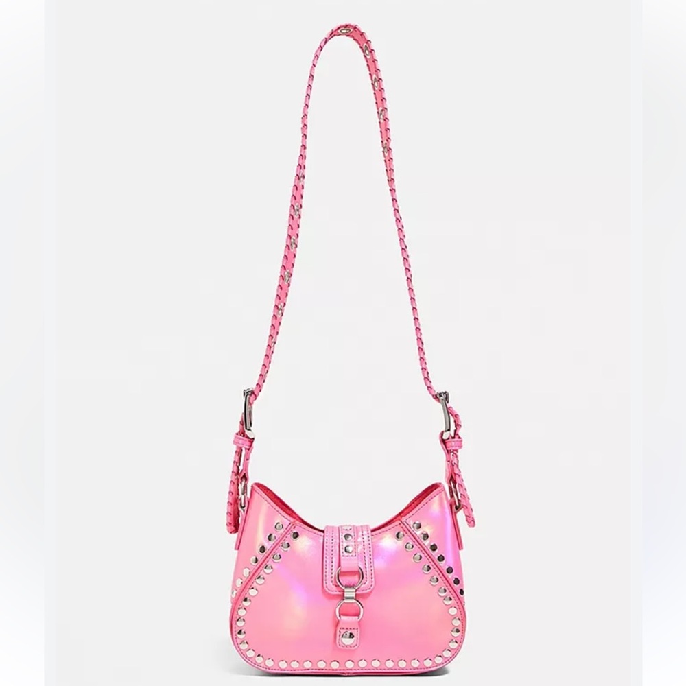 Urban Outfitters Devon Pink Studded Shoulder Bag - Picture 2 of 11